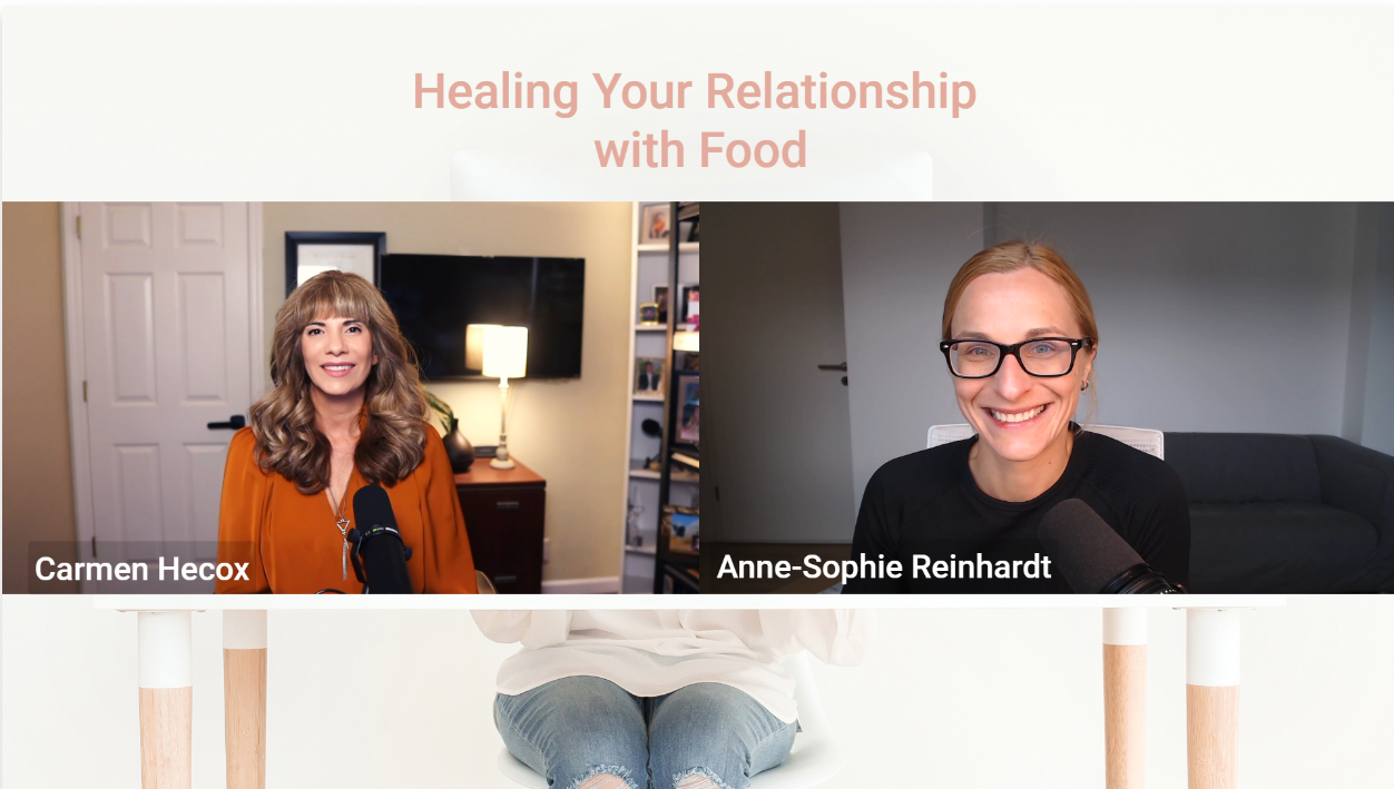 In a virtual meeting, Carmen Hecox and Anne-Sophie Reinhardt delve into "Healing Your Relationship with Food," exploring themes of body positivity and food freedom.